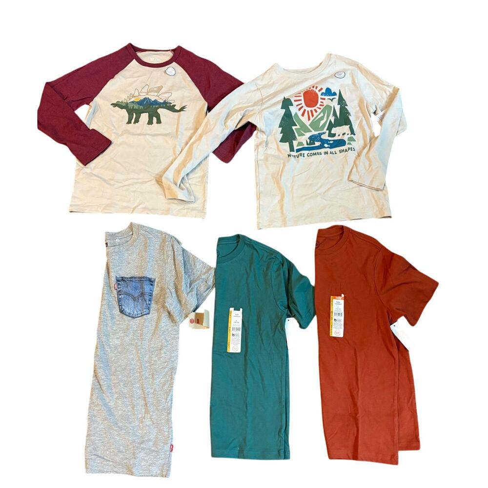 Boys T Shirts Long Sleeve/Short Sleeve Graphic Shirts Levi 365 Kids Large Cotton